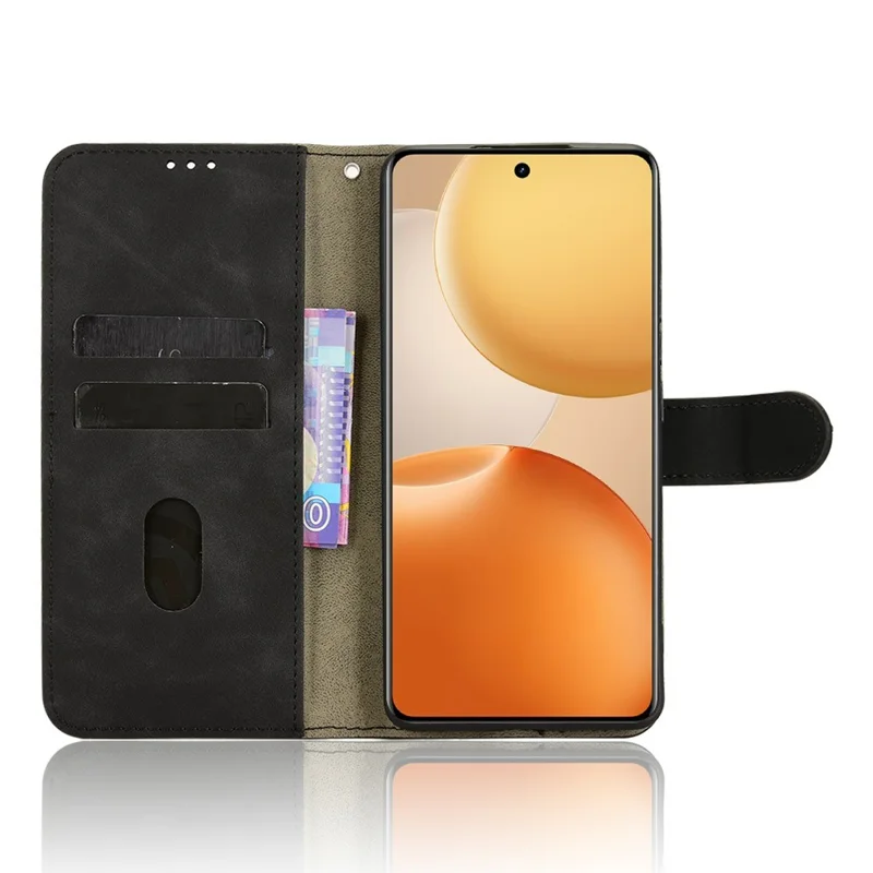 For Realme P4 5G Leather Case Skin Feel Anti Drop Wallet Flip Phone Cover - Black