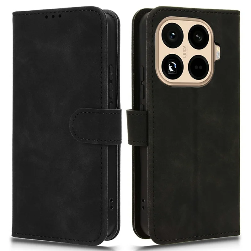For Xiaomi 15T Pro Leather Case Skin Feel Anti Drop Wallet Flip Phone Cover - Black