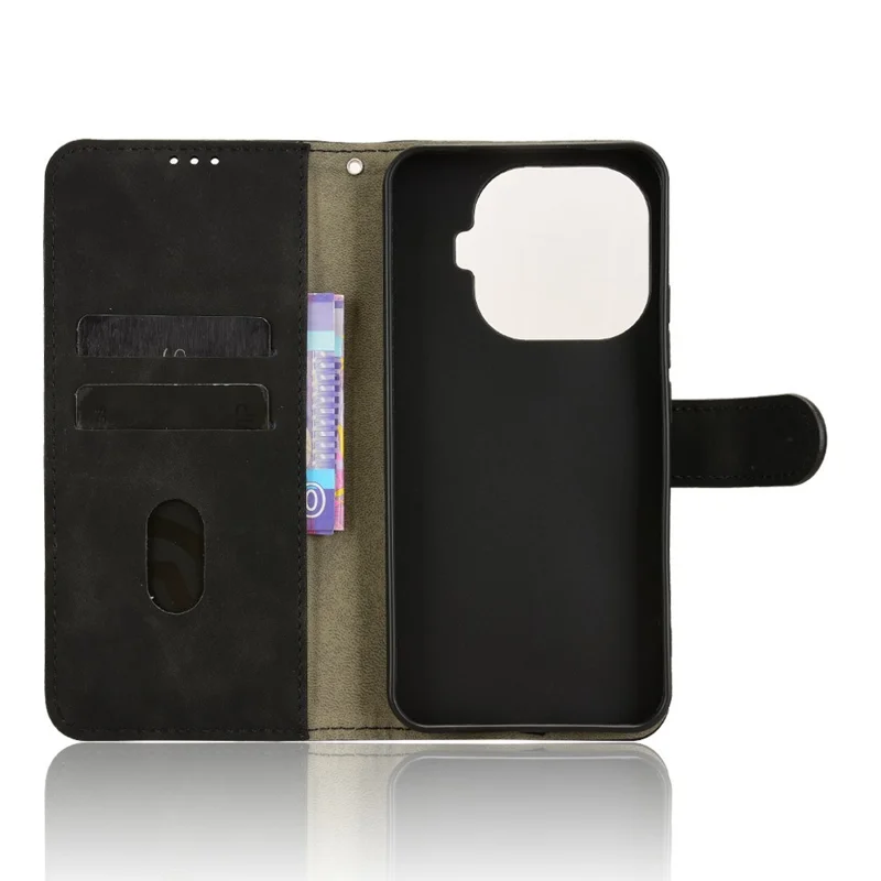 For Xiaomi 15T Pro Leather Case Skin Feel Anti Drop Wallet Flip Phone Cover - Black