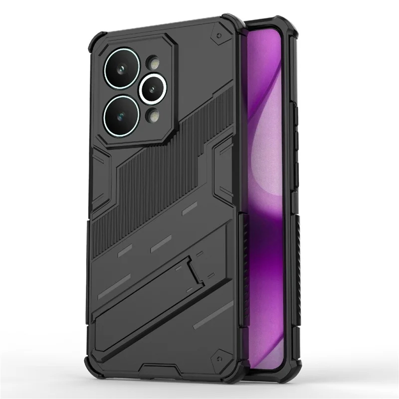 For Realme 15 Pro 5G Case PC + TPU Shockproof Phone Cover with Kickstand - Black