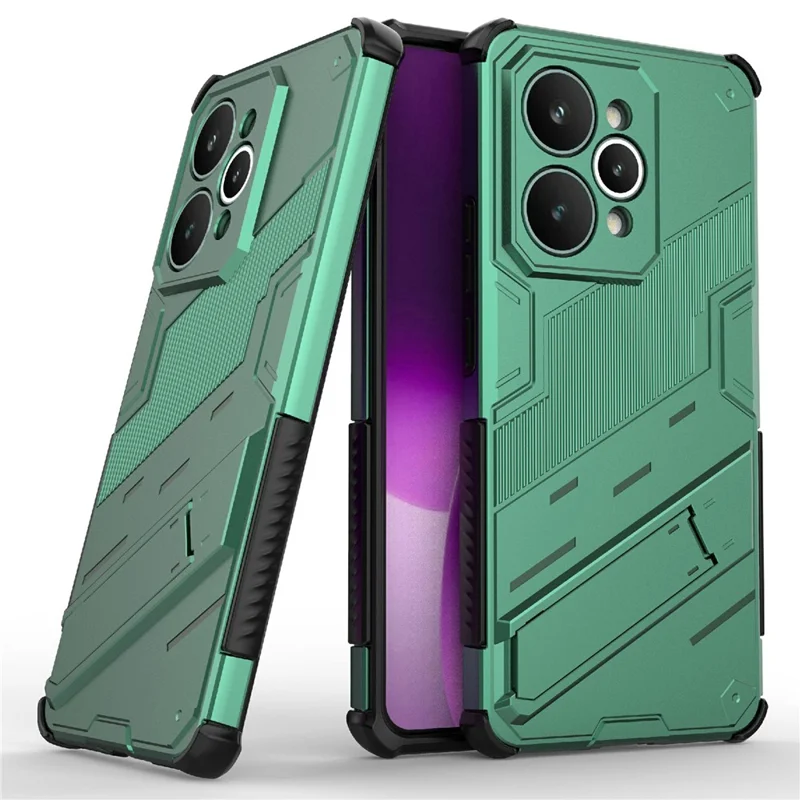 For Realme 15 Pro 5G Case PC + TPU Shockproof Phone Cover with Kickstand - Green