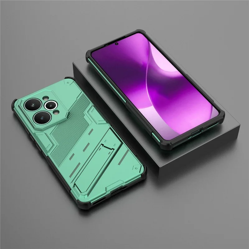 For Realme 15 Pro 5G Case PC + TPU Shockproof Phone Cover with Kickstand - Green