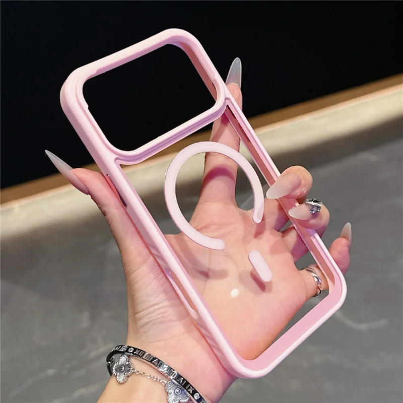 Voor iPhone 17 Pro-hoesje, compatibel met MagSafe, TPU + PC schokbestendige telefoonhoes - Roze