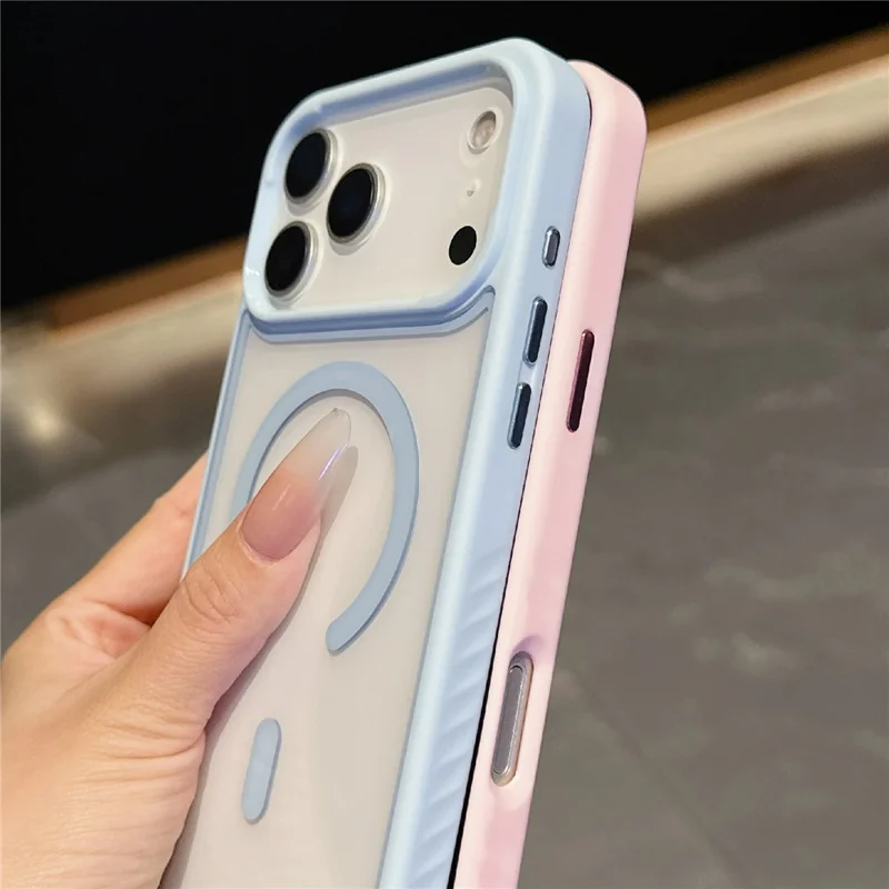 Voor iPhone 17 Pro-hoesje, compatibel met MagSafe, TPU + PC schokbestendige telefoonhoes - Roze