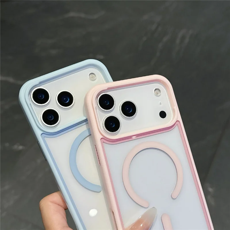 Voor iPhone 17 Pro-hoesje, compatibel met MagSafe, TPU + PC schokbestendige telefoonhoes - Roze