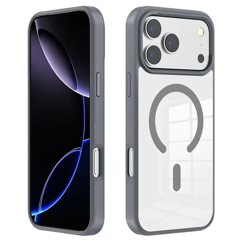 For iPhone 17 Pro Case Compatible with MagSafe TPU + PC Shockproof Phone Back Cover - Grey