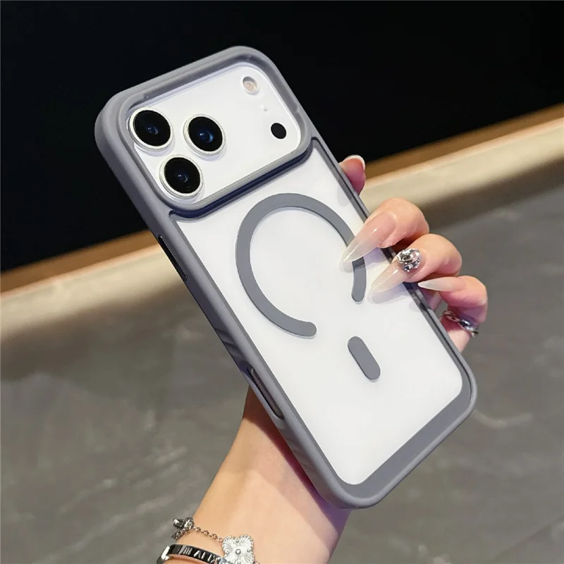 For iPhone 17 Pro Case Compatible with MagSafe TPU + PC Shockproof Phone Back Cover - Grey