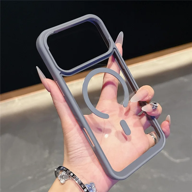 For iPhone 17 Pro Case Compatible with MagSafe TPU + PC Shockproof Phone Back Cover - Grey