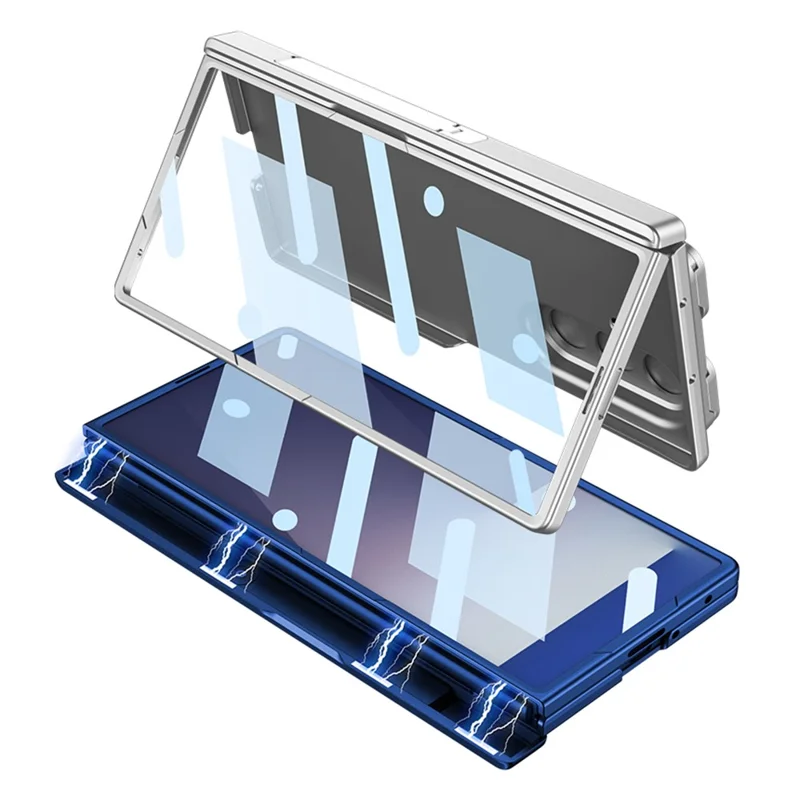GKK For Samsung Galaxy Z Fold7 5G Case Kickstand Slide Camera Lid Folding PC Phone Cover with Tempered Glass Screen Film - Black