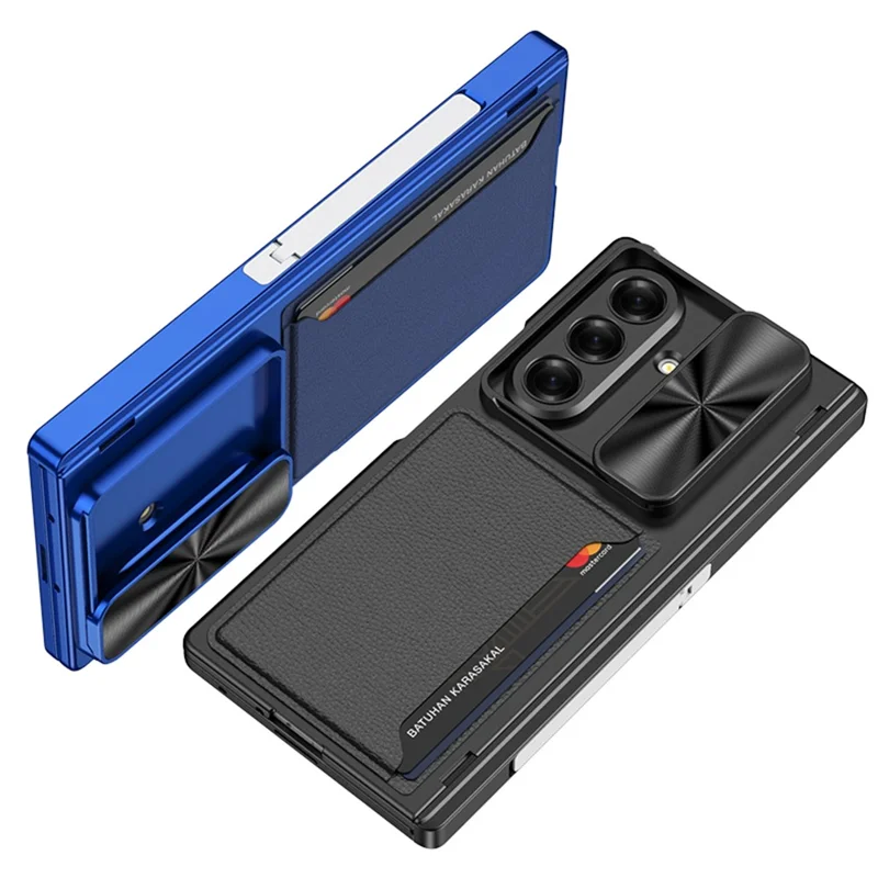 GKK For Samsung Galaxy Z Fold7 5G Case Kickstand Slide Camera Lid Card Holder PC Phone Cover with Tempered Glass Film - Grey