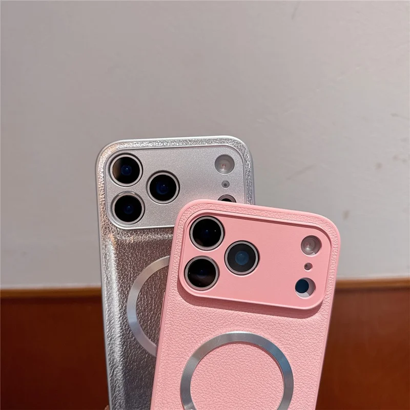 For iPhone 17 Pro Case PU Leather + PC + TPU Precise Cutout Phone Cover Compatible with MagSafe - Pink
