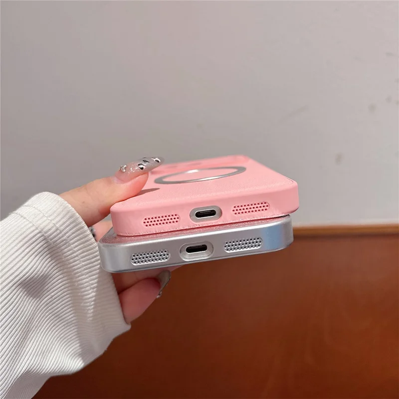 For iPhone 17 Pro Case PU Leather + PC + TPU Precise Cutout Phone Cover Compatible with MagSafe - Pink