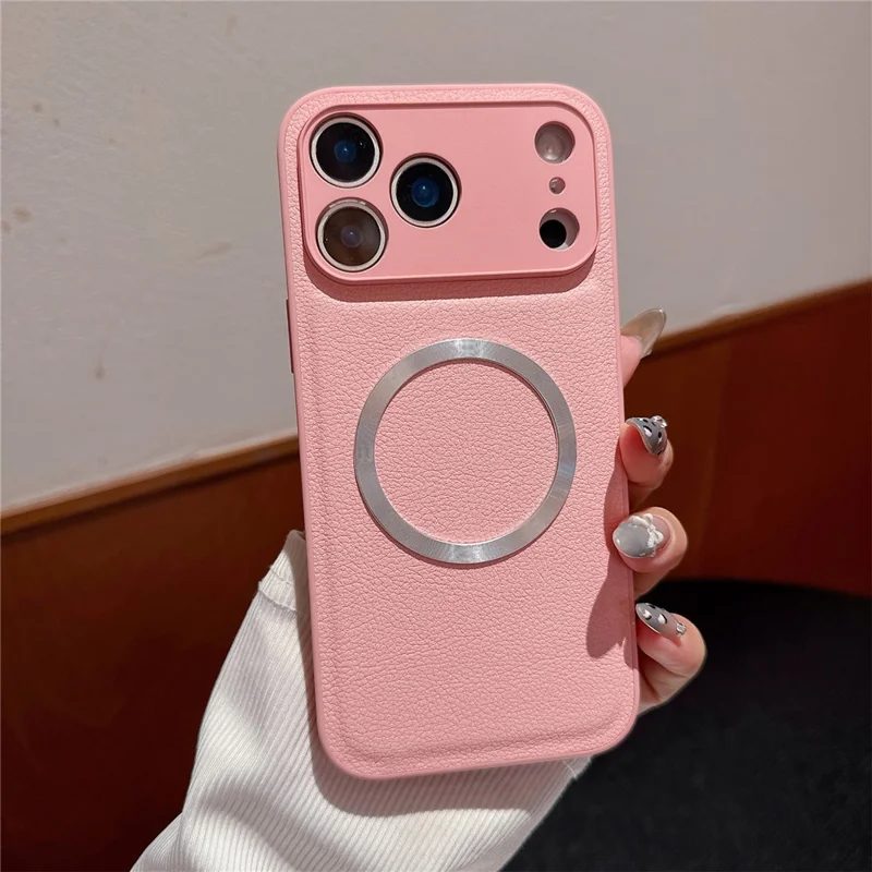 For iPhone 17 Pro Max Case PU Leather + PC + TPU Precise Cutout Phone Cover Compatible with MagSafe - Pink