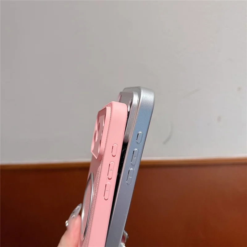For iPhone 17 Pro Max Case PU Leather + PC + TPU Precise Cutout Phone Cover Compatible with MagSafe - Pink