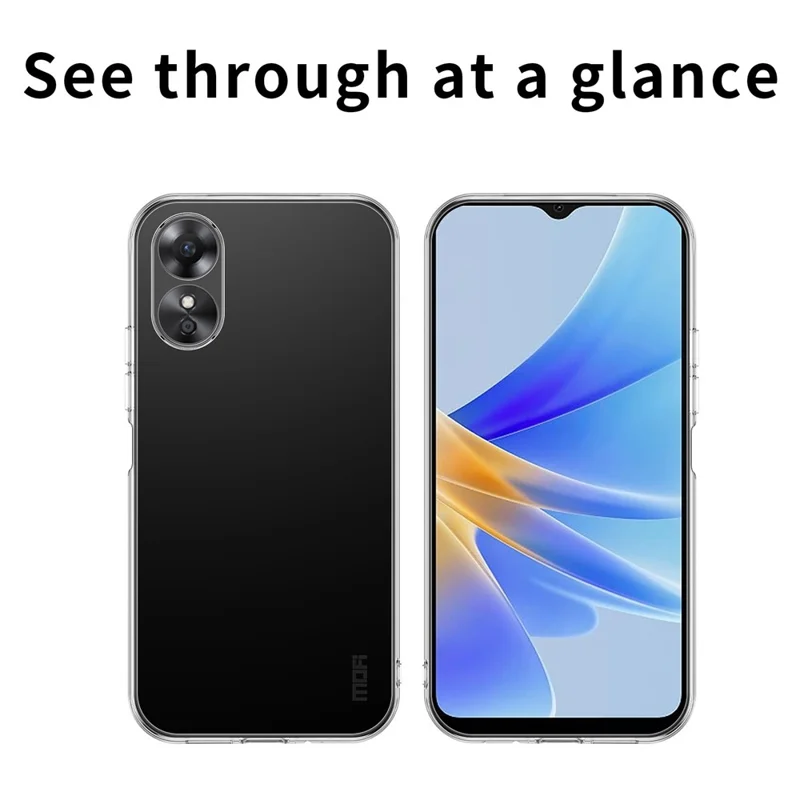 Etui MOFI do Oppo A17 4G przezroczyste giętkie z tworzywa TPU etui ochronne antyrysowe