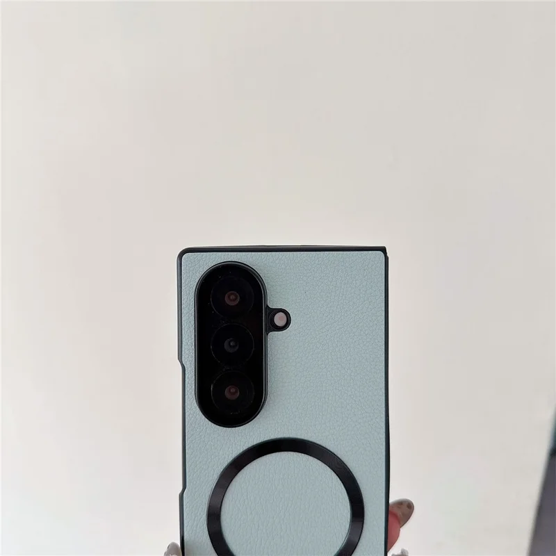 For Samsung Galaxy Z Fold7 5G Magnetic Case PU Leather Coated PC Phone Cover - Blue