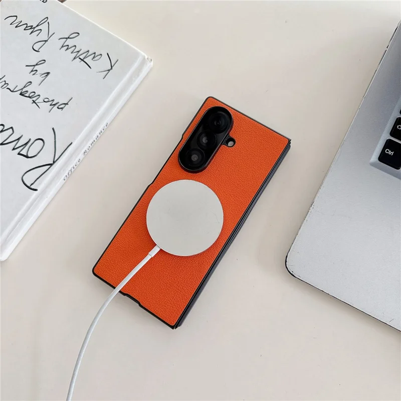 For Samsung Galaxy Z Fold7 5G Magnetic Case PU Leather Coated PC Phone Cover - Blue