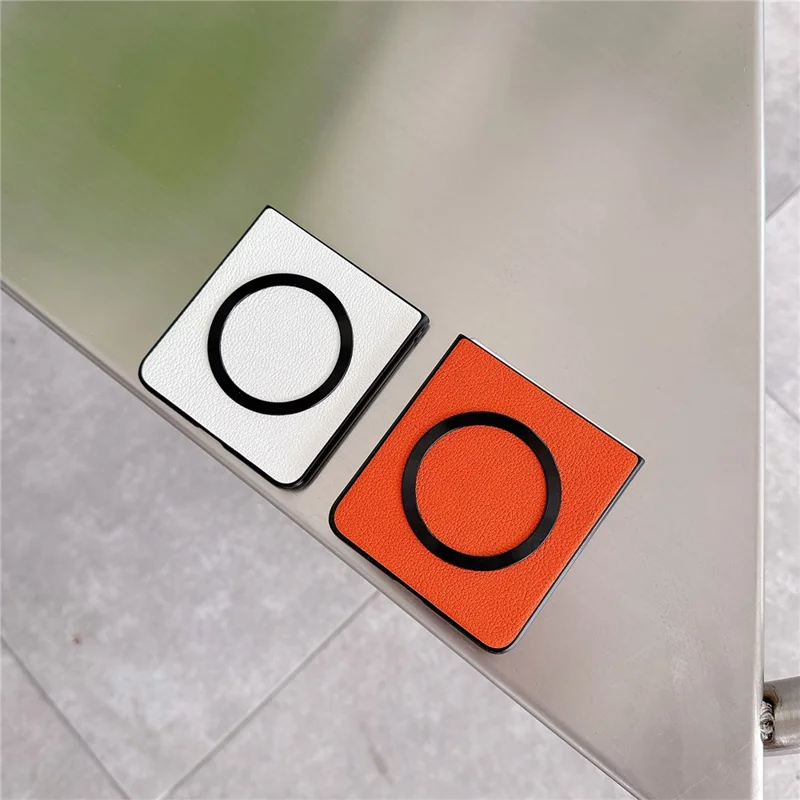 For Samsung Galaxy Z Flip7 5G Magnetic Case PU Leather Coated PC Phone Cover - Orange