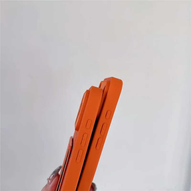 For iPhone 17 Pro Max Case PU Leather TPU Card Holder Phone Cover - Orange V-shaped Card Holder
