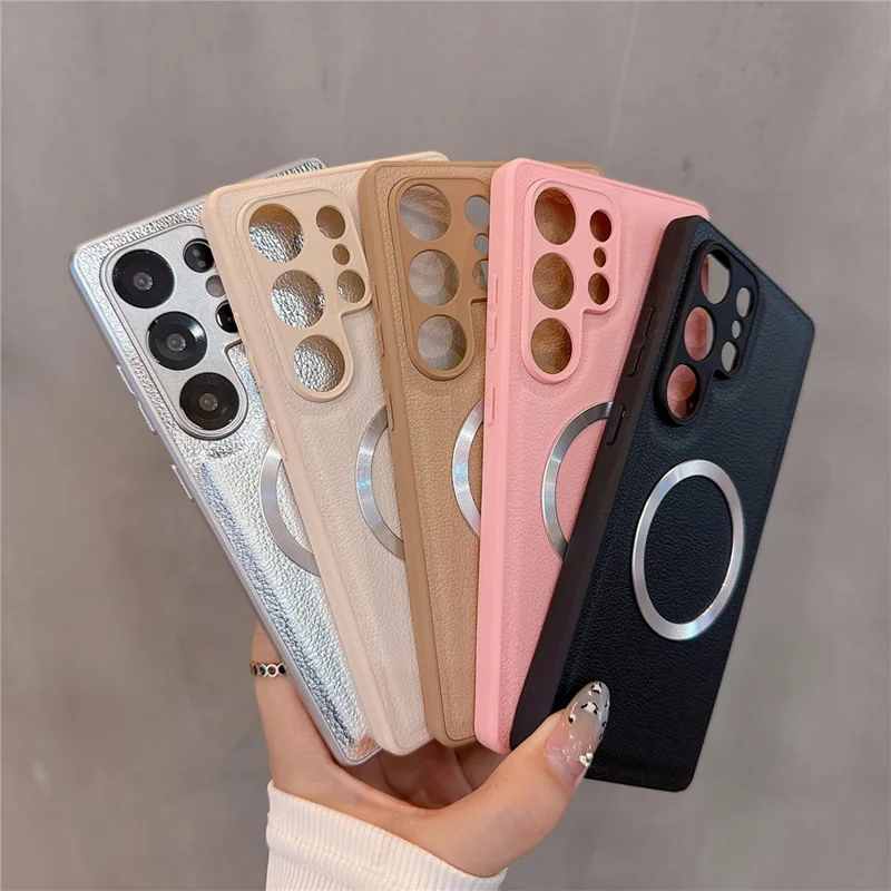 For Samsung Galaxy S25 Ultra Case PU Leather + PC + TPU Precise Cutout Phone Cover Magnetic Case - Pink