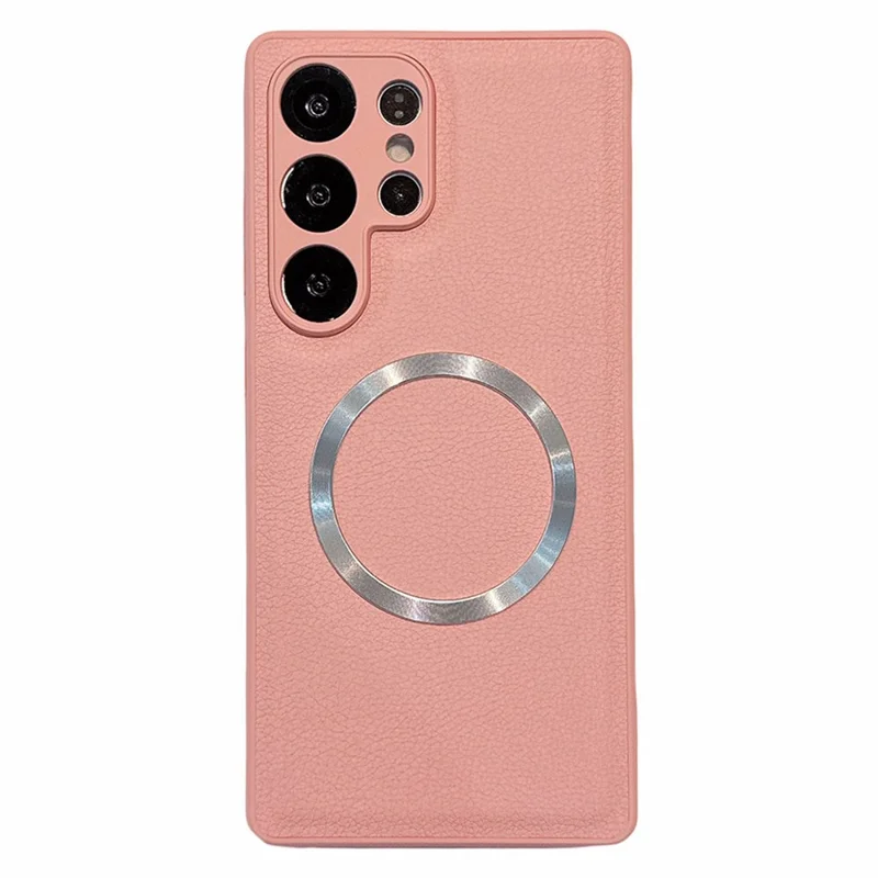 For Samsung Galaxy S24 Ultra Case PU Leather + PC + TPU Precise Cutout Phone Cover Magnetic Case - Pink