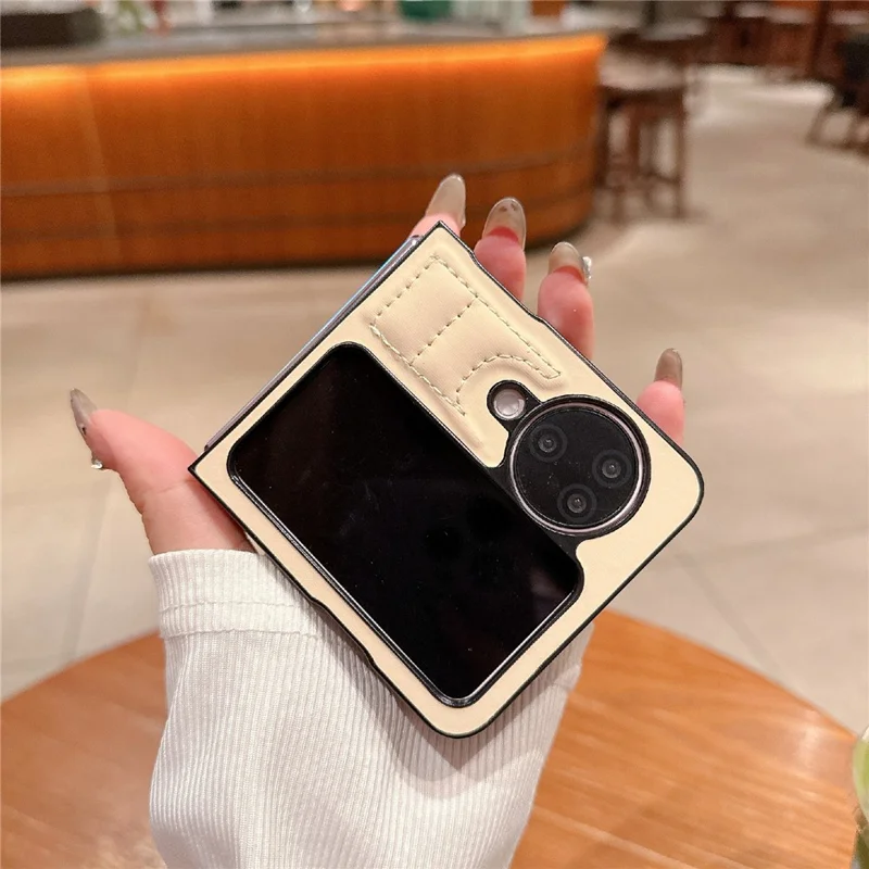 For Oppo Find N3 Flip 5G Folding Phone Case Ripple Pattern Leather Coated PC Cover - Black