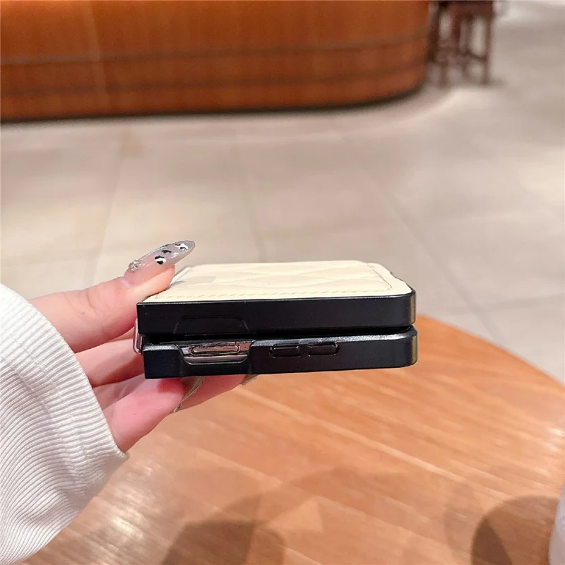 For Oppo Find N3 Flip 5G Folding Phone Case Ripple Pattern Leather Coated PC Cover - Black