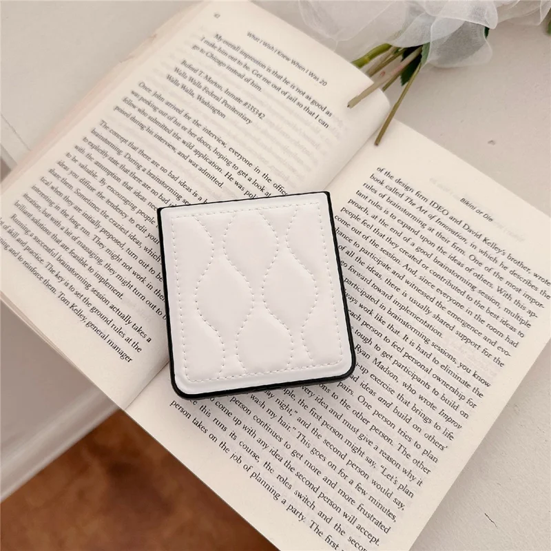 For Samsung Galaxy Z Flip7 5G Ripple Puffer PU PC Case Foldable Phone Cover with Pearl Bracelet - Dark Brown