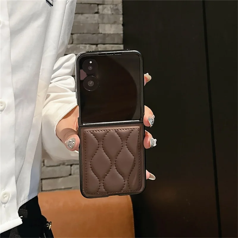 Til Xiaomi Mix Flip 2 Foldetelefon Case med Bølgepattern Læderbelagt PC-dæksel - Hvid