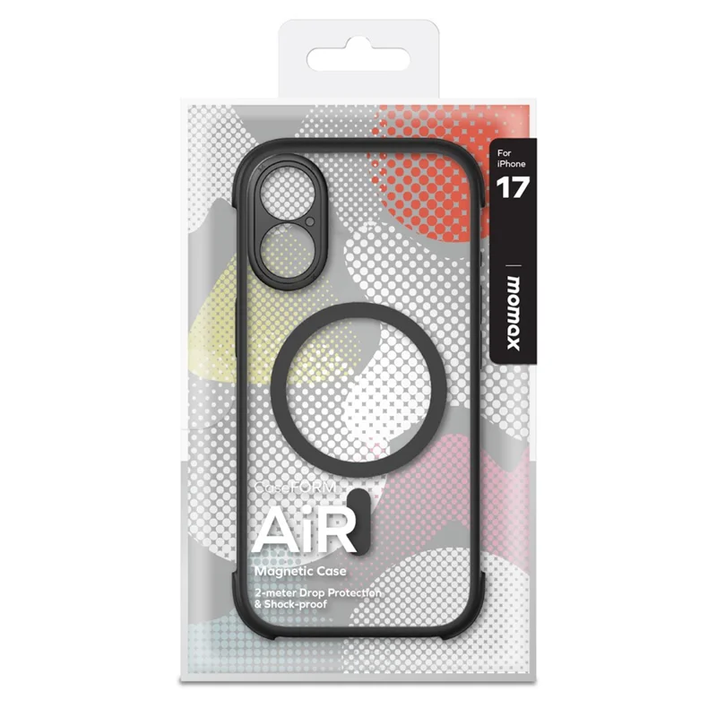 MOMAX MAAP25 For iPhone 17 Magnetic Case Airbag Shockproof PC TPU Phone Cover - Black