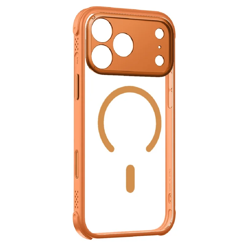 MOMAX MAAP25 For iPhone 17 Pro Max Magnetic Case Airbag Shockproof PC + TPU Clear Phone Cover - Orange
