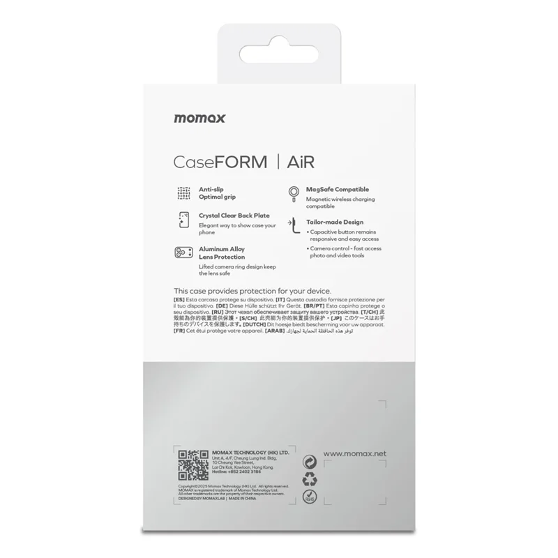 MOMAX MAAP25 For iPhone 17 Pro Max Magnetic Case Airbag Shockproof PC + TPU Clear Phone Cover - Orange