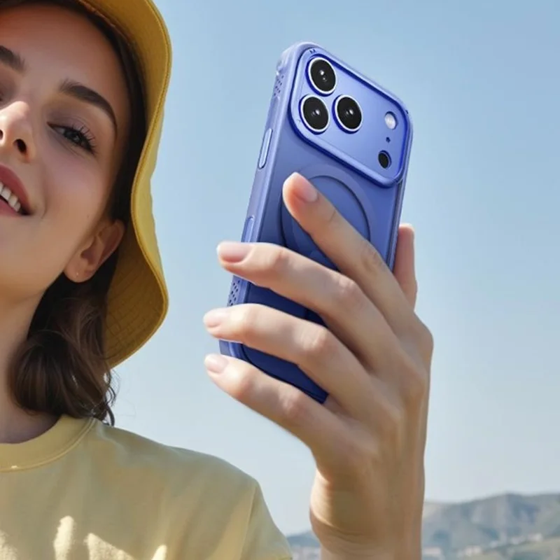 MOMAX MAAP25 For iPhone 17 Pro Max Magnetic Case Airbag Shockproof PC + TPU Clear Phone Cover - Orange