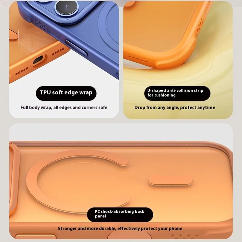 MOMAX MAAP25 For iPhone 17 Pro Max Magnetic Case Airbag Shockproof PC + TPU Clear Phone Cover - Orange