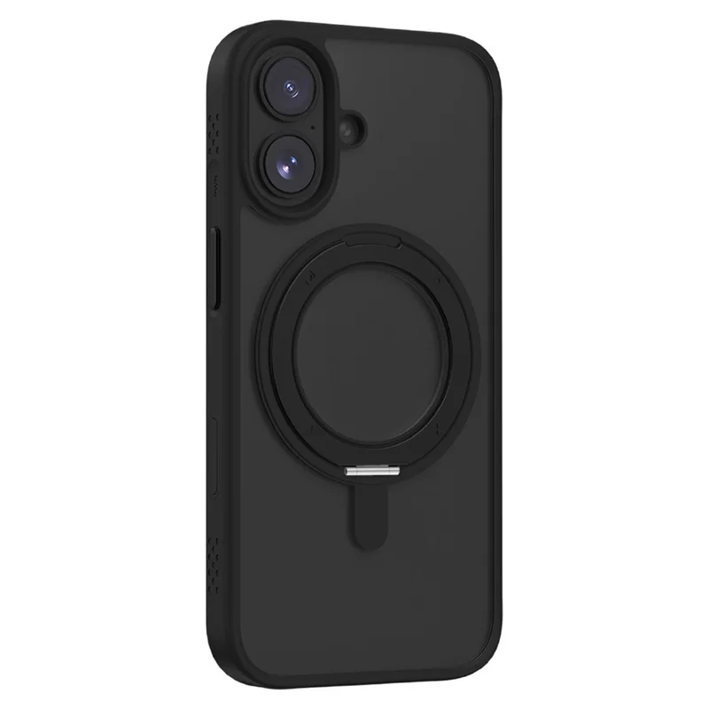 MOMAX MRAP25 For iPhone 17 Magnetic Case Matte TPU + PC Kickstand Phone Cover - Black