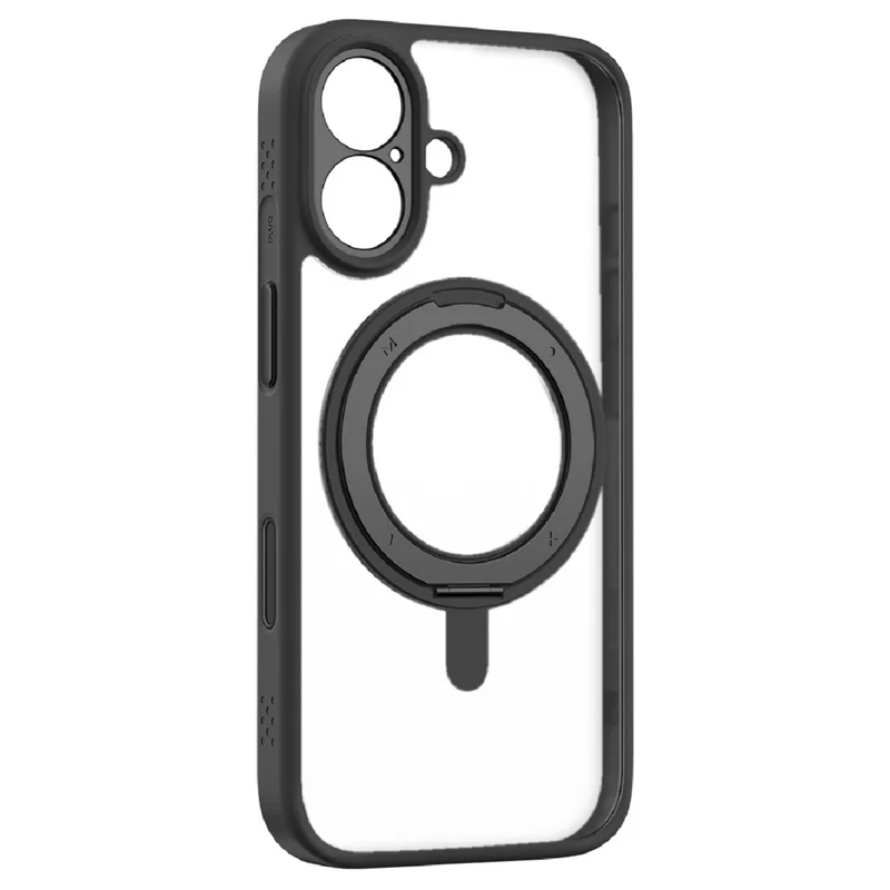 MOMAX MRAP25 For iPhone 17 Magnetic Case Matte TPU + PC Kickstand Phone Cover - Black