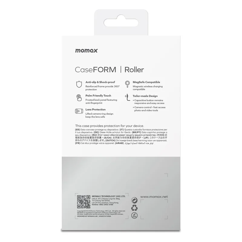 MOMAX MRAP25 For iPhone 17 Magnetic Case Matte TPU + PC Kickstand Phone Cover - Black