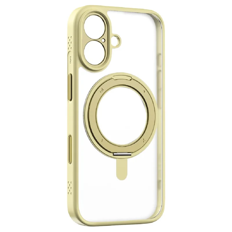 MOMAX MRAP25 For iPhone 17 Magnetic Case Matte TPU + PC Kickstand Phone Cover - Yellow