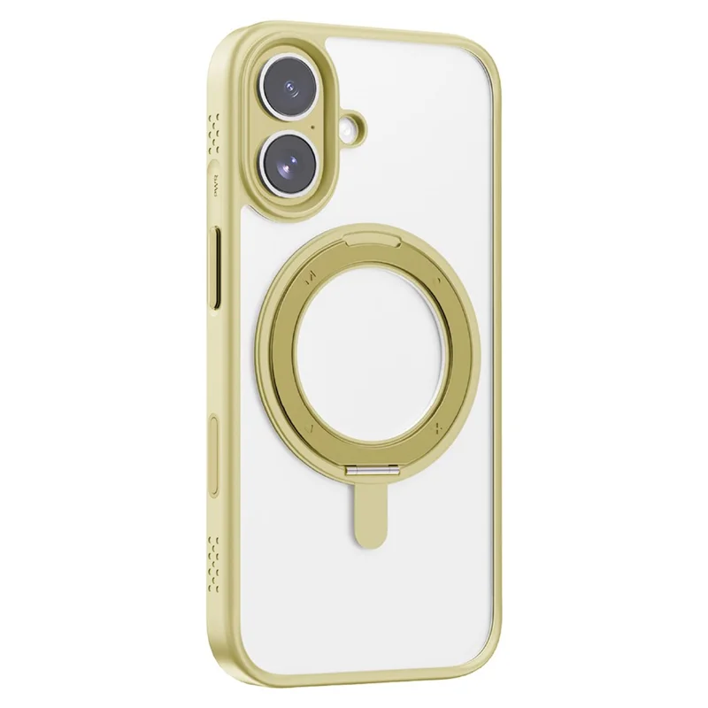 MOMAX MRAP25 For iPhone 17 Magnetic Case Matte TPU + PC Kickstand Phone Cover - Yellow