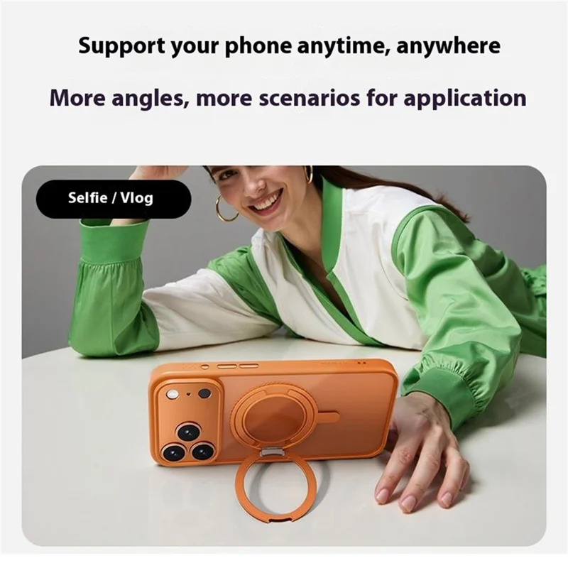 MOMAX MRAP25 For iPhone 17 Pro Magnetic Case Matte TPU + PC Kickstand Phone Cover - Orange