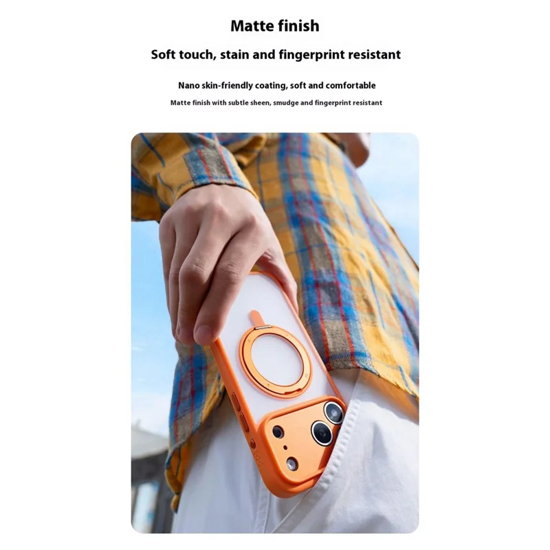 MOMAX MRAP25 For iPhone 17 Pro Magnetic Case Matte TPU + PC Kickstand Phone Cover - Orange