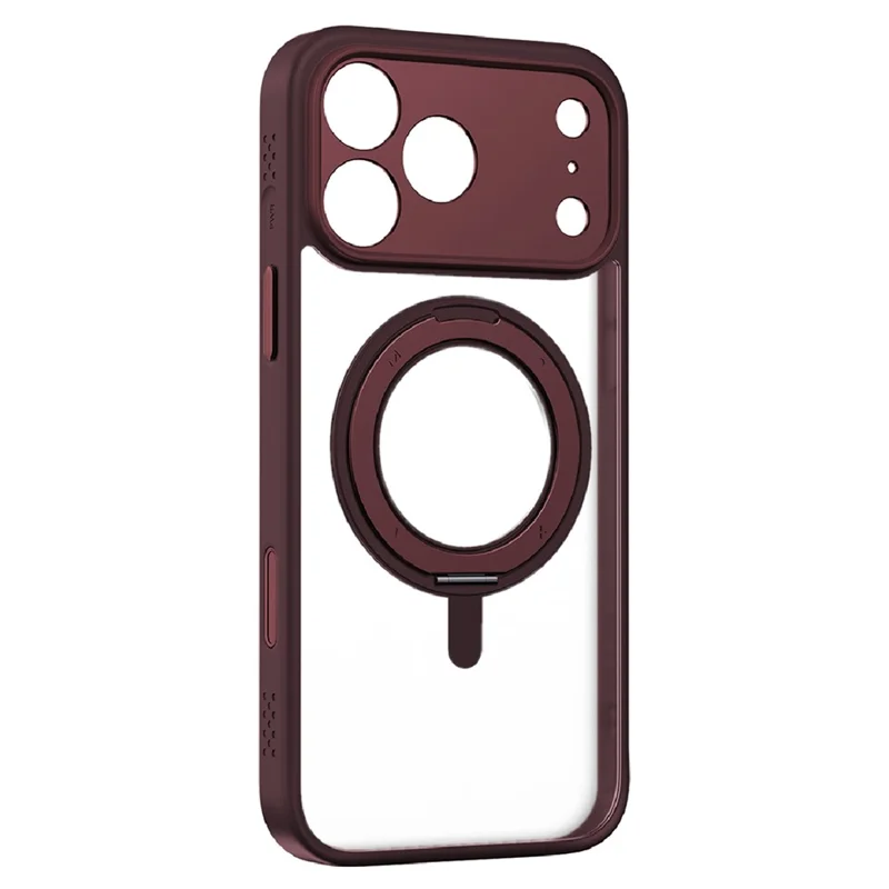 MOMAX MRAP25 For iPhone 17 Pro Max Magnetic Case Matte TPU + PC Kickstand Phone Cover - Wine Red
