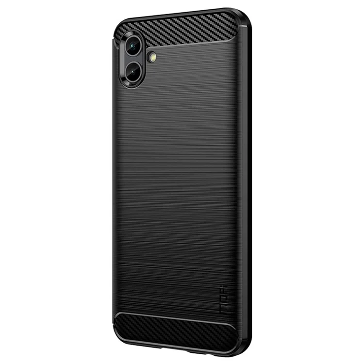 MOFI JK TPU Serie-1 Para Samsung Galaxy A04 4G (164.4 x 76.3 x 9.1 Mm) Cubierta de Teléfono Cepillado Textura de Fibra de Carbono Case de Protección Anti-stratch Flexible TPU - Negro