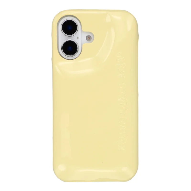For iPhone 16 Case Puffy PC Shockproof Phone Cover Large Camera Cutout - Yellow