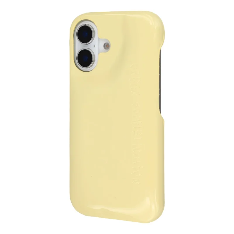 For iPhone 16 Case Puffy PC Shockproof Phone Cover Large Camera Cutout - Yellow
