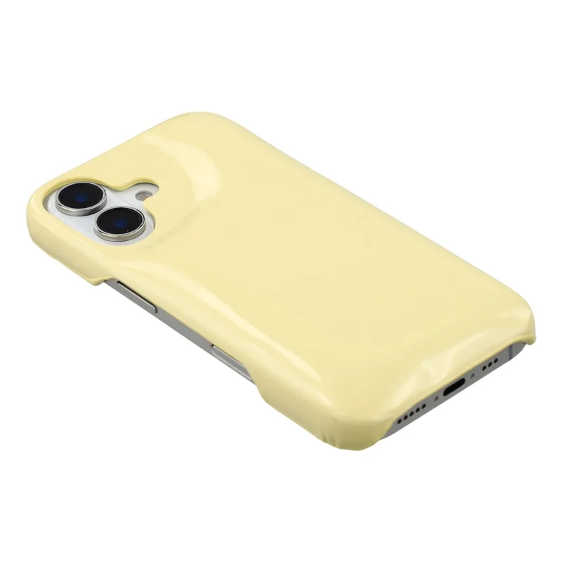 For iPhone 16 Case Puffy PC Shockproof Phone Cover Large Camera Cutout - Yellow
