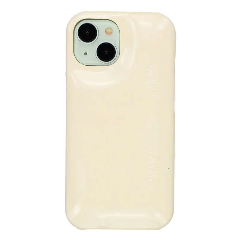 For iPhone 15 Case Puffy PC Shockproof Phone Cover Large Camera Cutout - Beige