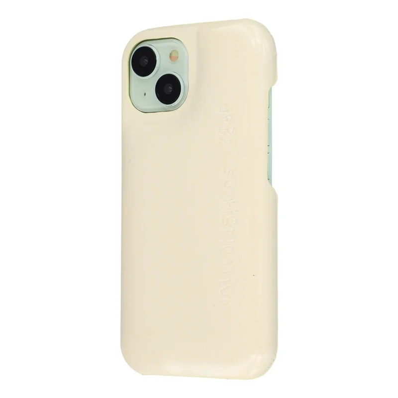 For iPhone 13 Case Puffy PC Shockproof Phone Cover Large Camera Cutout - Beige