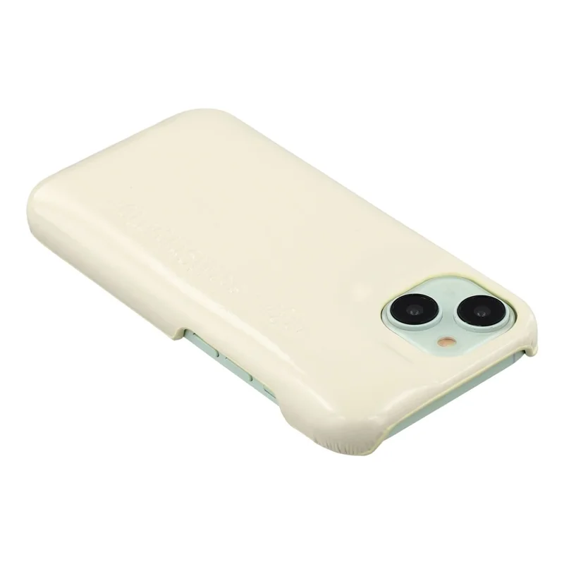 For iPhone 13 Case Puffy PC Shockproof Phone Cover Large Camera Cutout - Beige