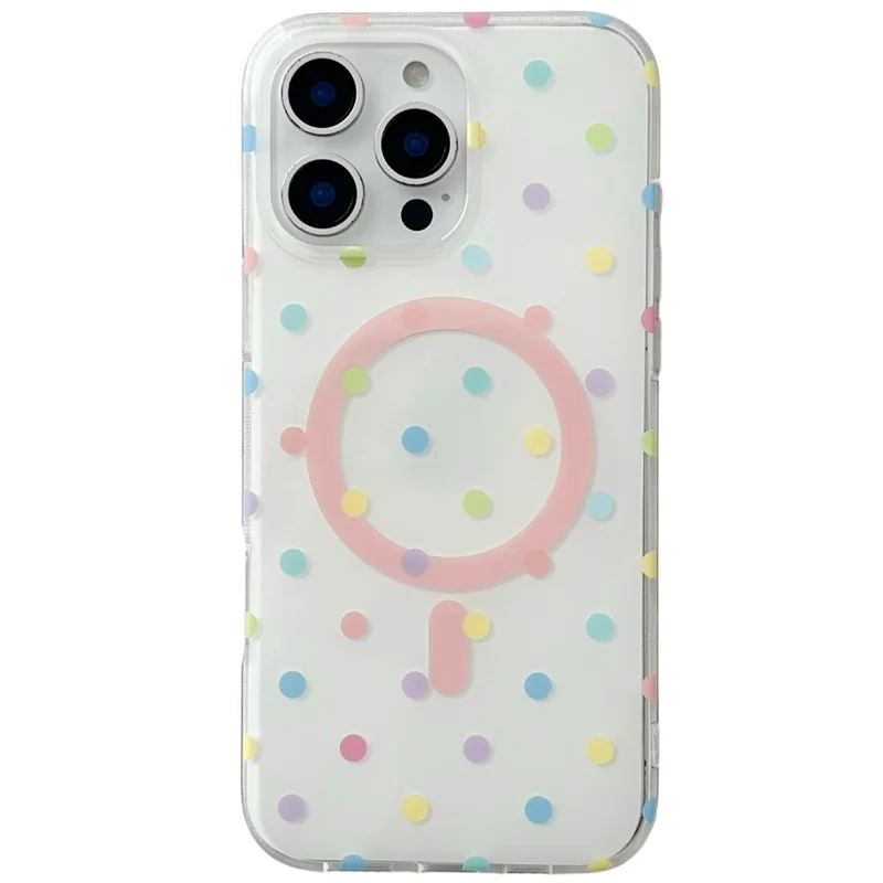 For iPhone 16 Pro Case Polka Dot Pattern TPU + PC Phone Cover Compatible with MagSafe - Multi-color